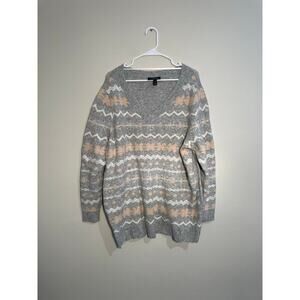 Lane Bryant Fair‎ Isle Sparkle V-Neck Wool Blend Sweater Plus Size